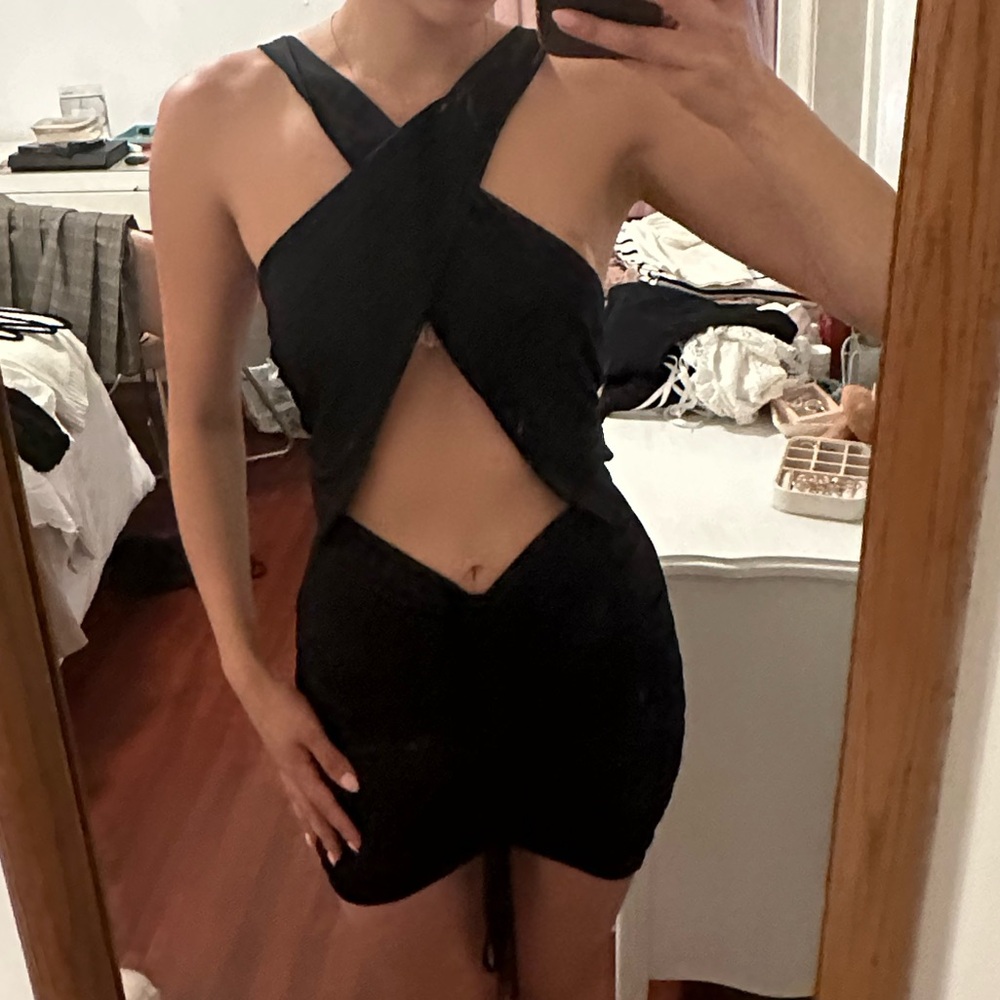 Black cross cross dress sexy